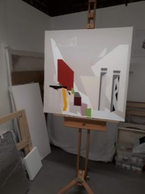 work on canvas in studio